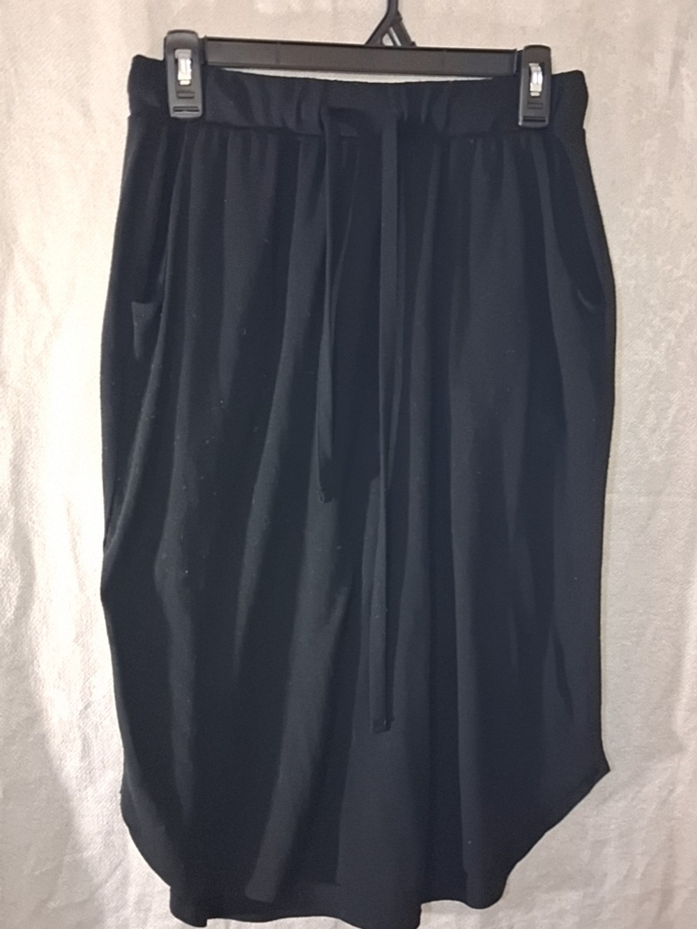 Zenana Outfitters Black Drawstring Midi Skirt